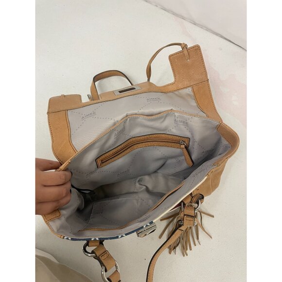 Aimee Kestenberg Womens Washington Tote Bag American Flag Brown Leather Tassel - Picture 3 of 9